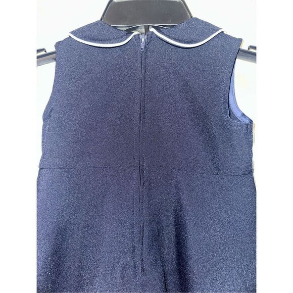 Bonnie Jean Girls Navy Blue White Sailor Collar Nautical Dress Size 3T - Picture 4 of 5